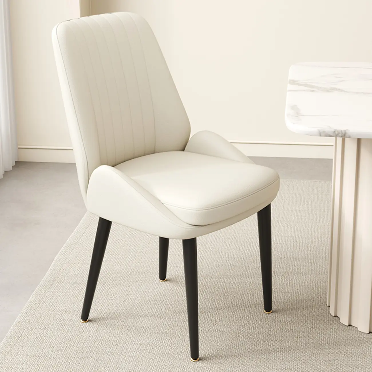 contemporary Upholstered Low Back Chenille Dining Chairs Image - 19 | homeyfad