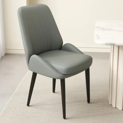 contemporary Upholstered Low Back Chenille Dining Chairs Image - 21