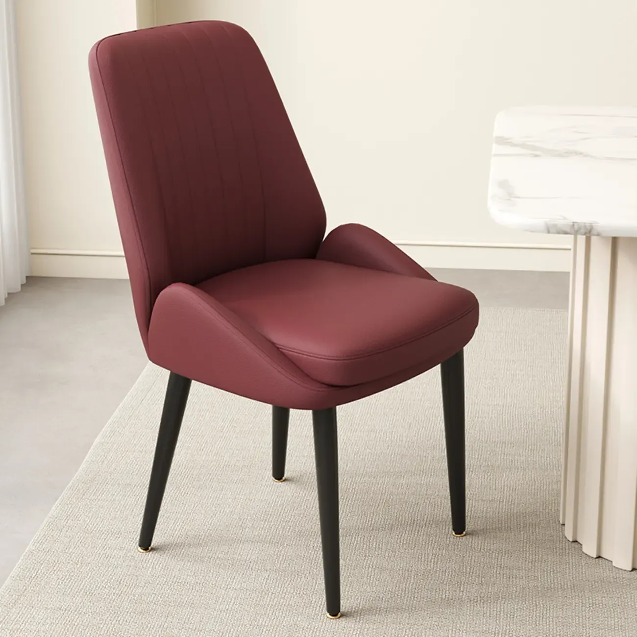 contemporary Upholstered Low Back Chenille Dining Chairs Image - 22