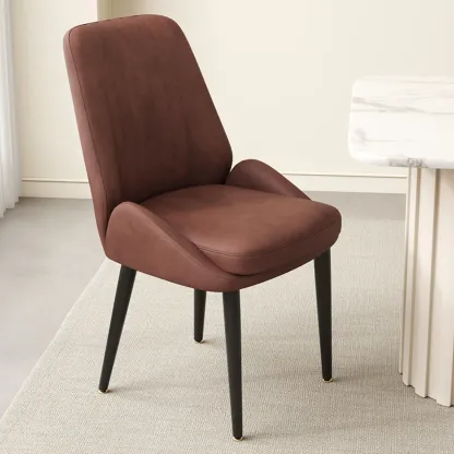 contemporary Upholstered Low Back Chenille Dining Chairs Image - 23