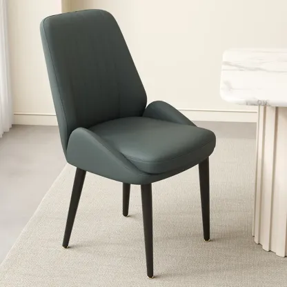 contemporary Upholstered Low Back Chenille Dining Chairs Image - 25