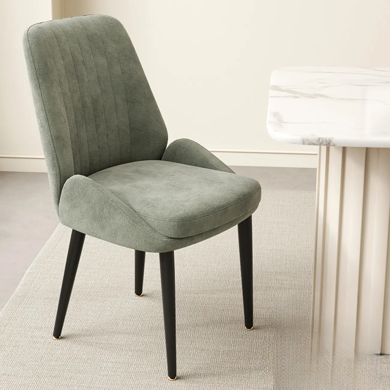 contemporary Upholstered Low Back Chenille Dining Chairs Image - 28 | homeyfad