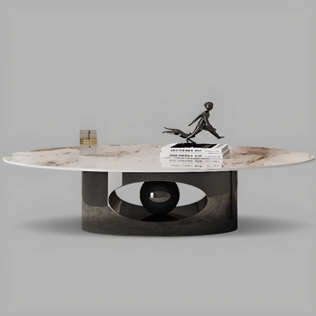 Glam Luxury Oval Sintered Stone Top Nesting Coffee Table Image - 5 | homeyfad