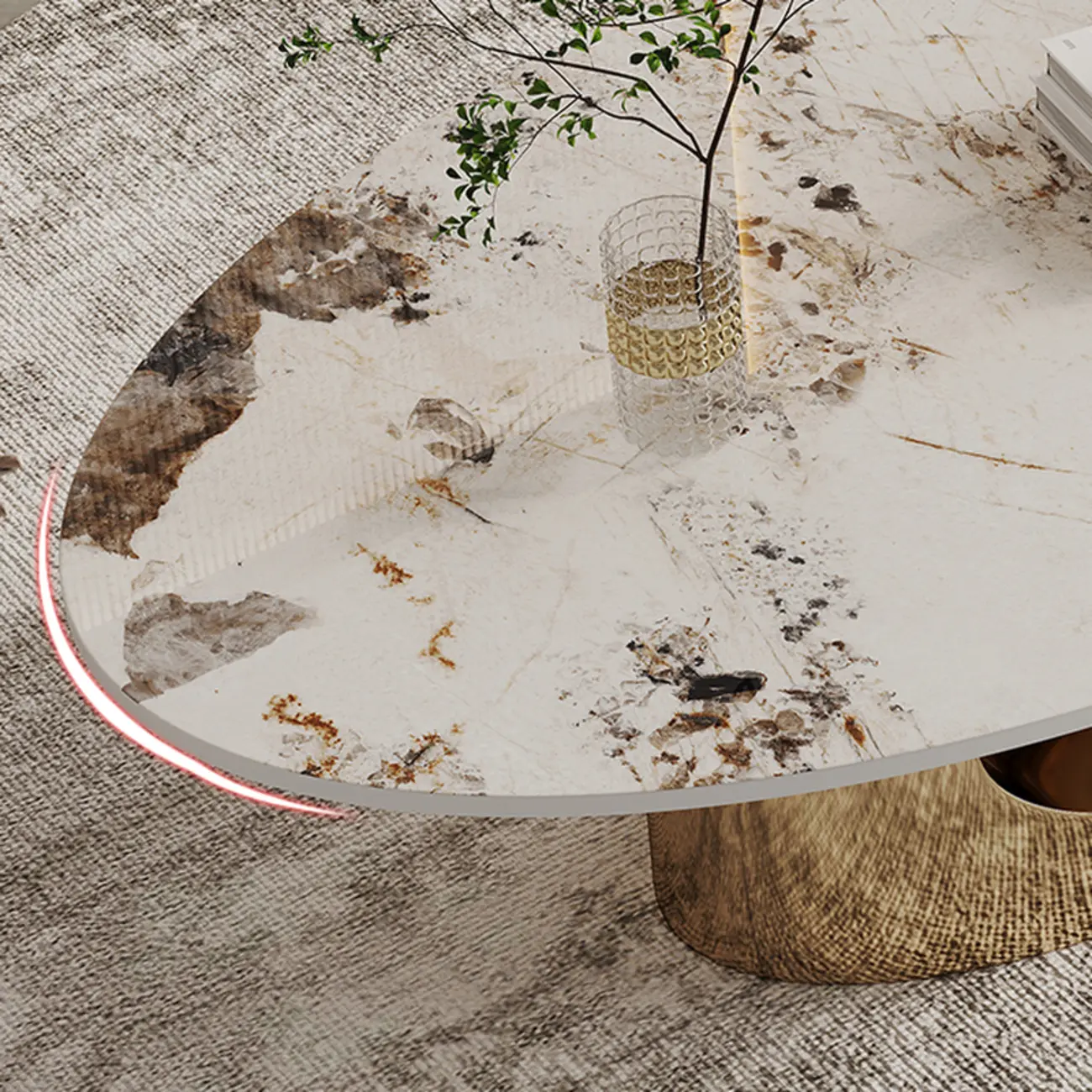 Glam Luxury Oval Sintered Stone Top Nesting Coffee Table Image - 9 | homeyfad