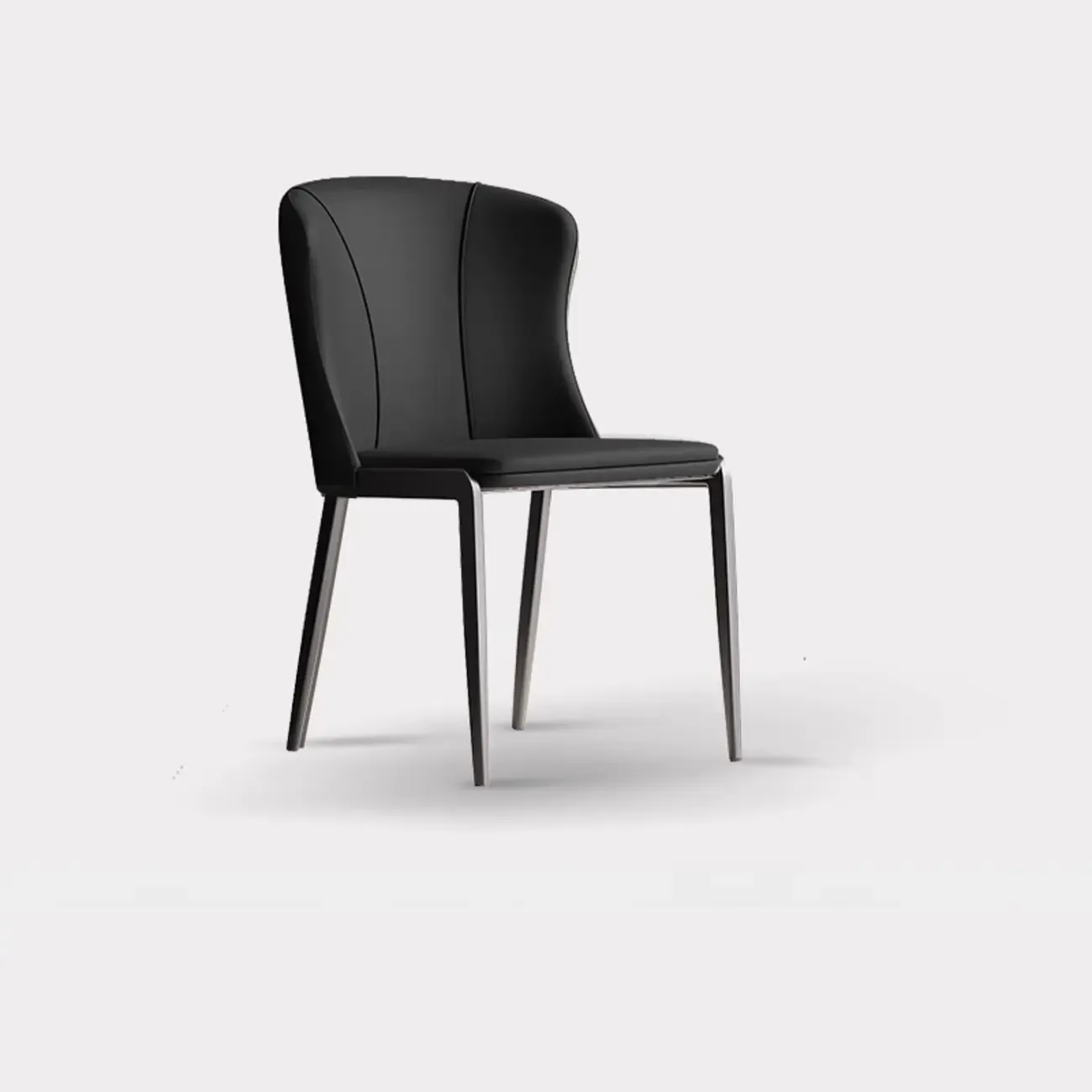 Contemporary Wingback Faux Leather Dining Chairs Image - 10