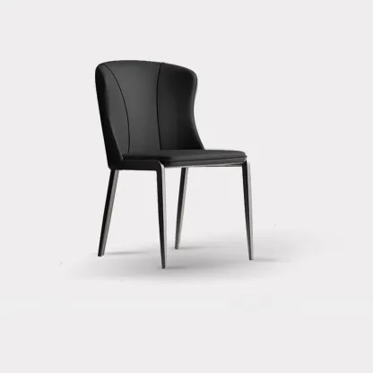 Contemporary Wingback Faux Leather Dining Chairs Image - 10