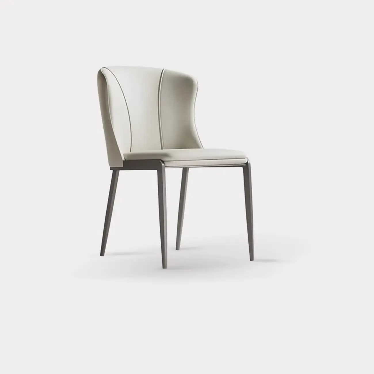 Contemporary Wingback Faux Leather Dining Chairs Image - 12