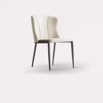 Contemporary Wingback Faux Leather Dining Chairs Image - 13