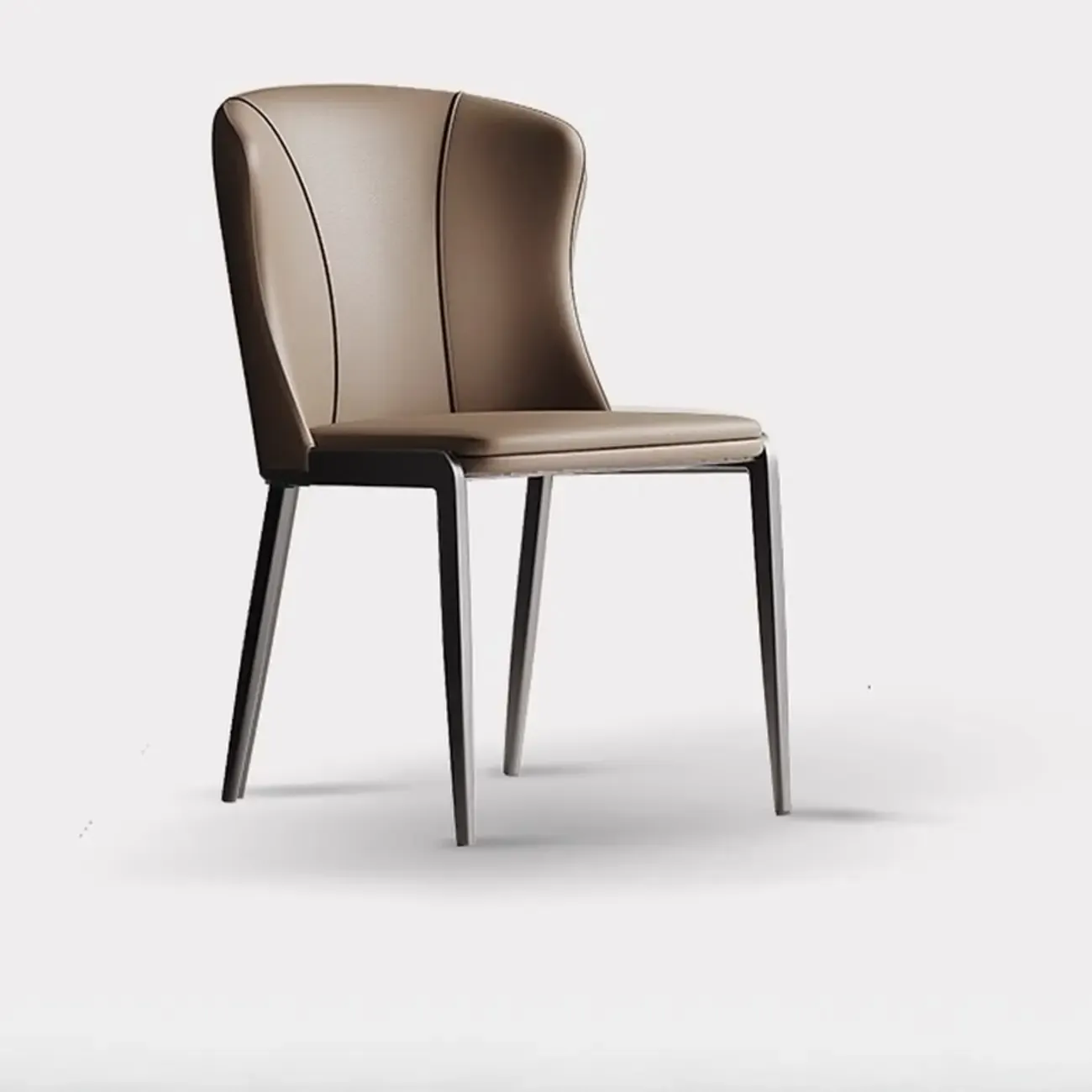 Contemporary Wingback Faux Leather Dining Chairs Image - 14