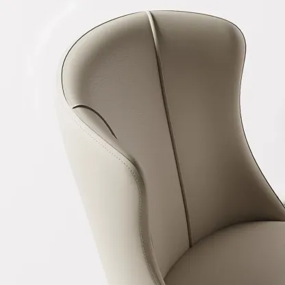 Contemporary Wingback Faux Leather Dining Chairs Image - 5