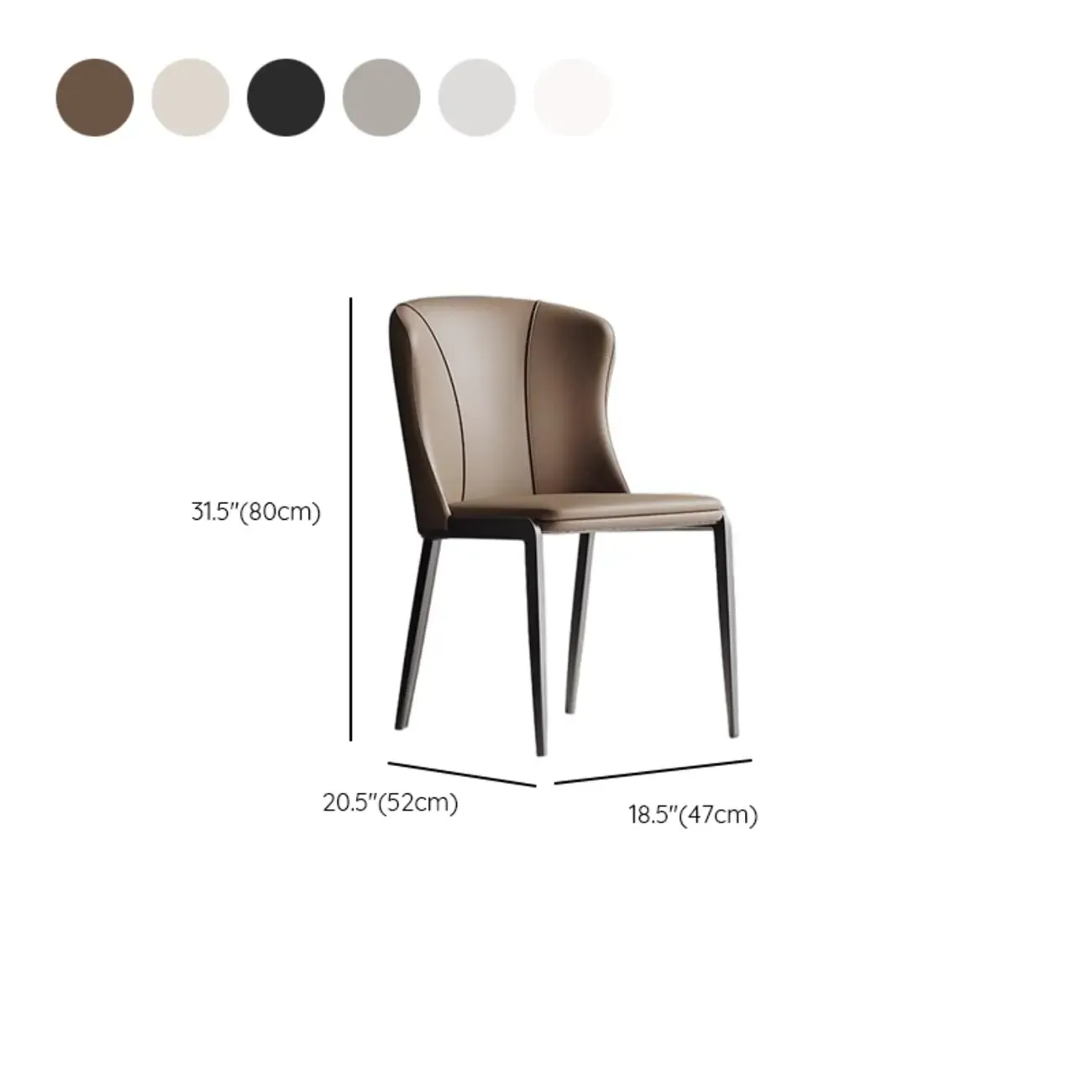 Contemporary Wingback Faux Leather Dining Chairs #size