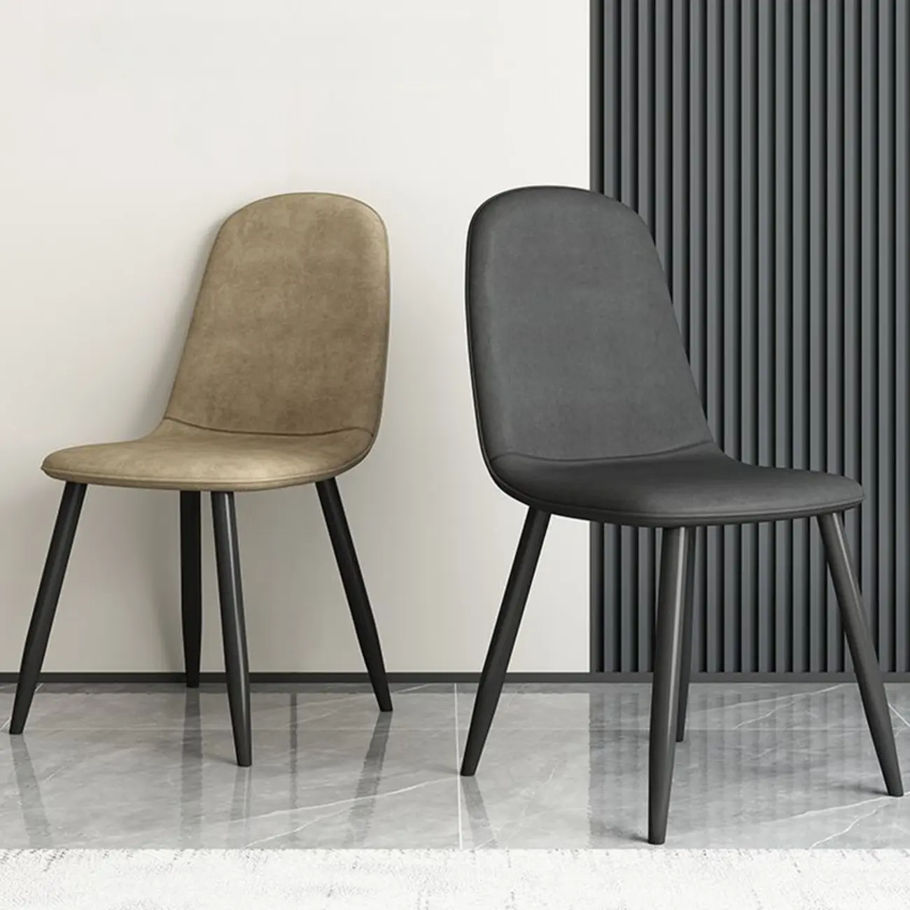 Elegant Modern Faux Leather Armless Dining Chair Low Back Image - 2 | homeyfad