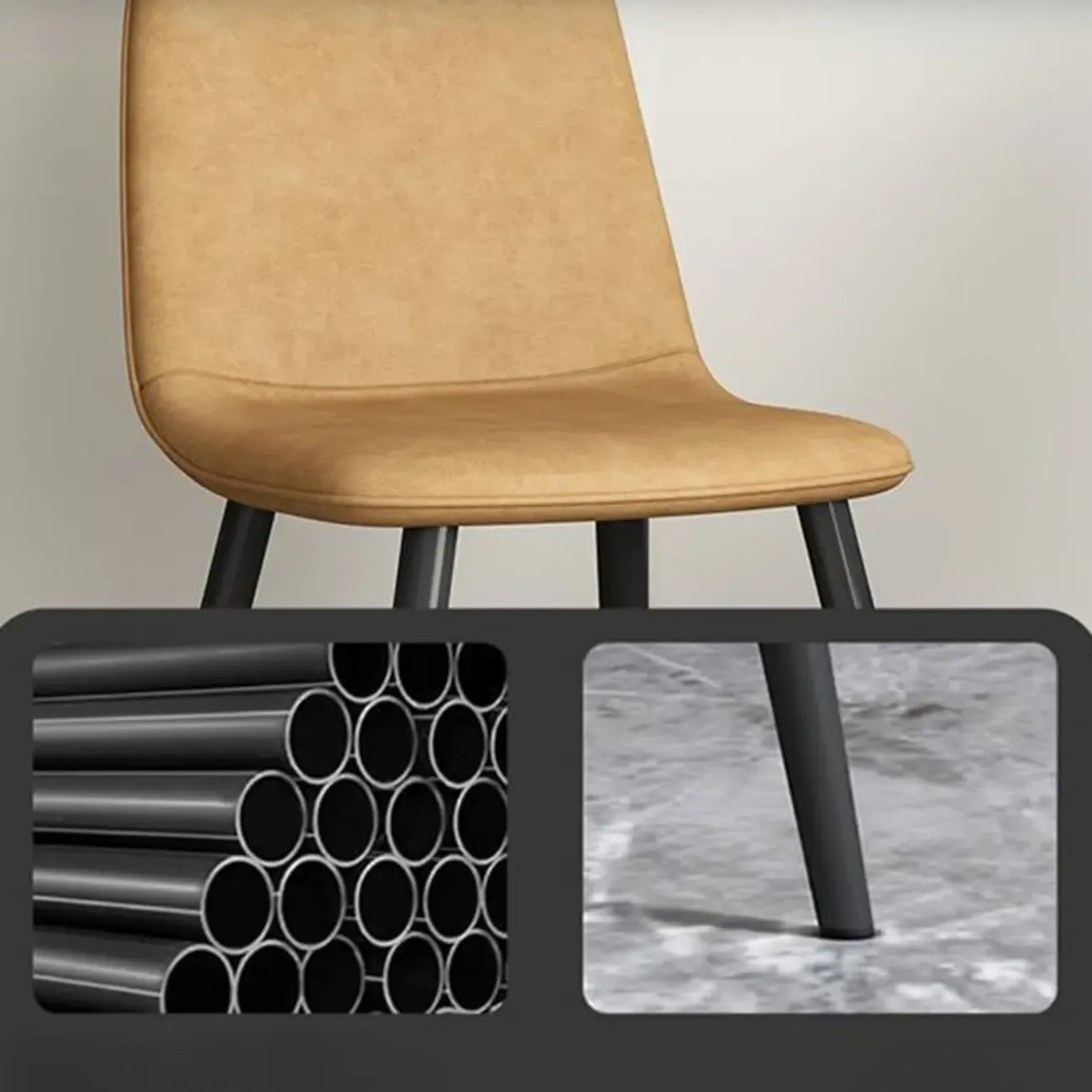 Elegant Modern Faux Leather Armless Dining Chair Low Back Image - 5