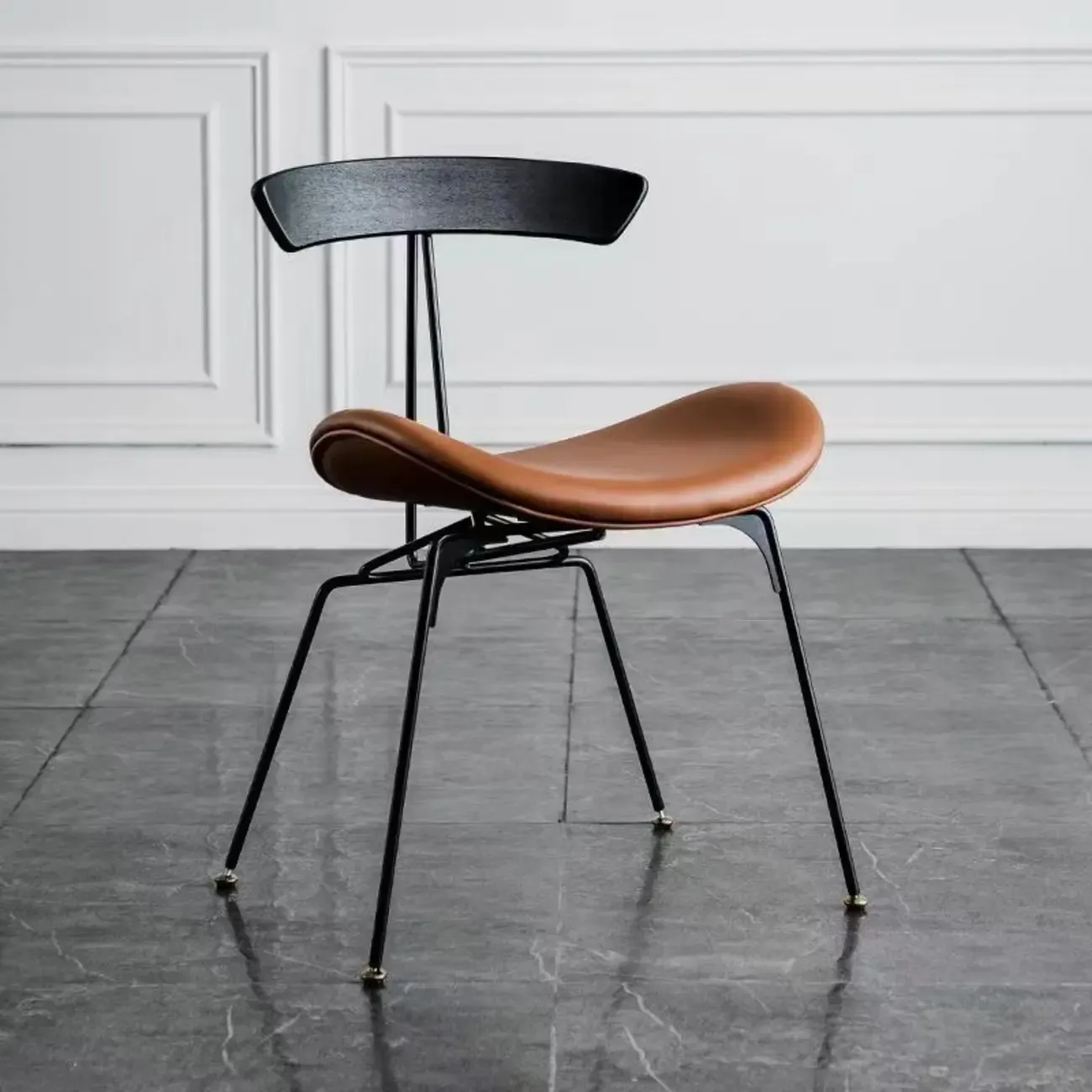 Modern Low Back Curved Faux Leather Armless Dining Chair Image - 1