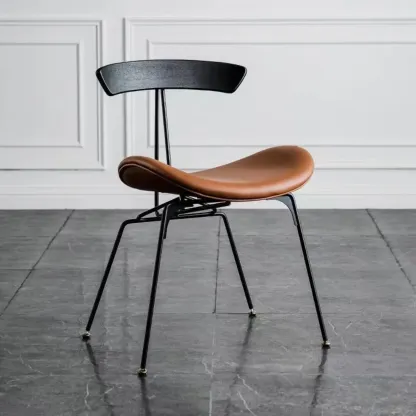 Modern Low Back Curved Faux Leather Armless Dining Chair Image - 1