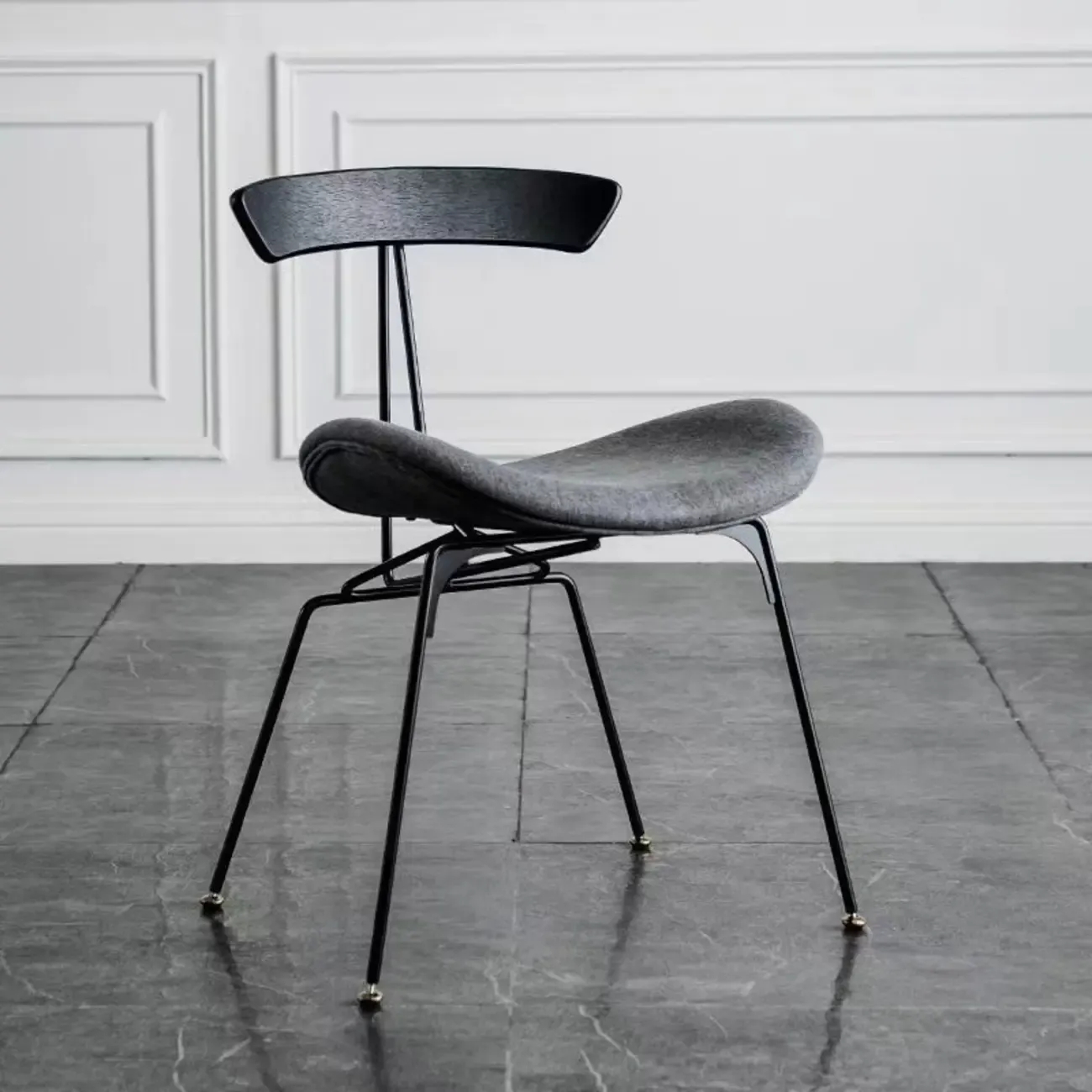 Modern Low Back Curved Faux Leather Armless Dining Chair Image - 3