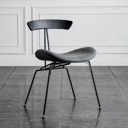 Modern Low Back Curved Faux Leather Armless Dining Chair Image - 3