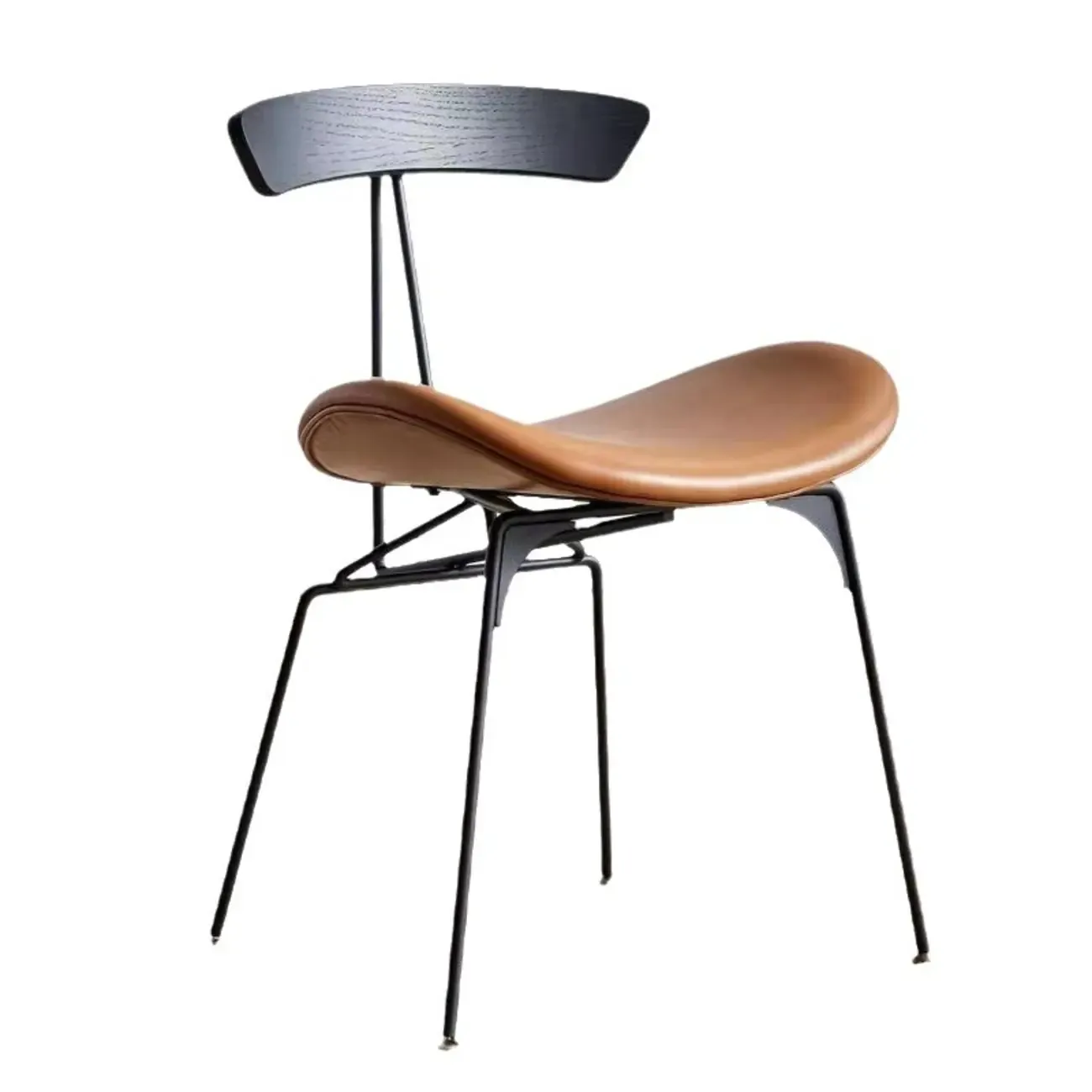 Modern Low Back Curved Faux Leather Armless Dining Chair Image - 11