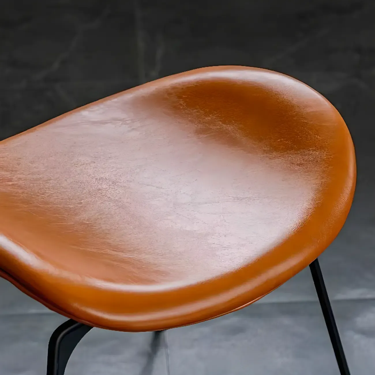 Modern Low Back Curved Faux Leather Armless Dining Chair Image - 10