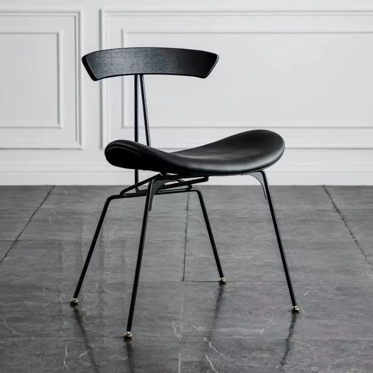 Modern Low Back Curved Faux Leather Armless Dining Chair Image - 5 | homeyfad