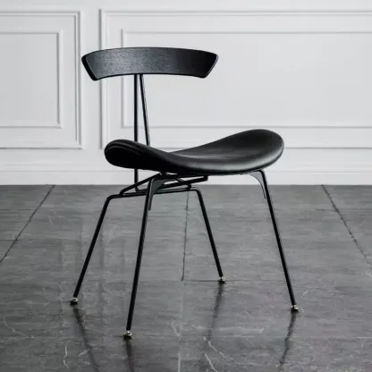 Modern Low Back Curved Faux Leather Armless Dining Chair Image - 5