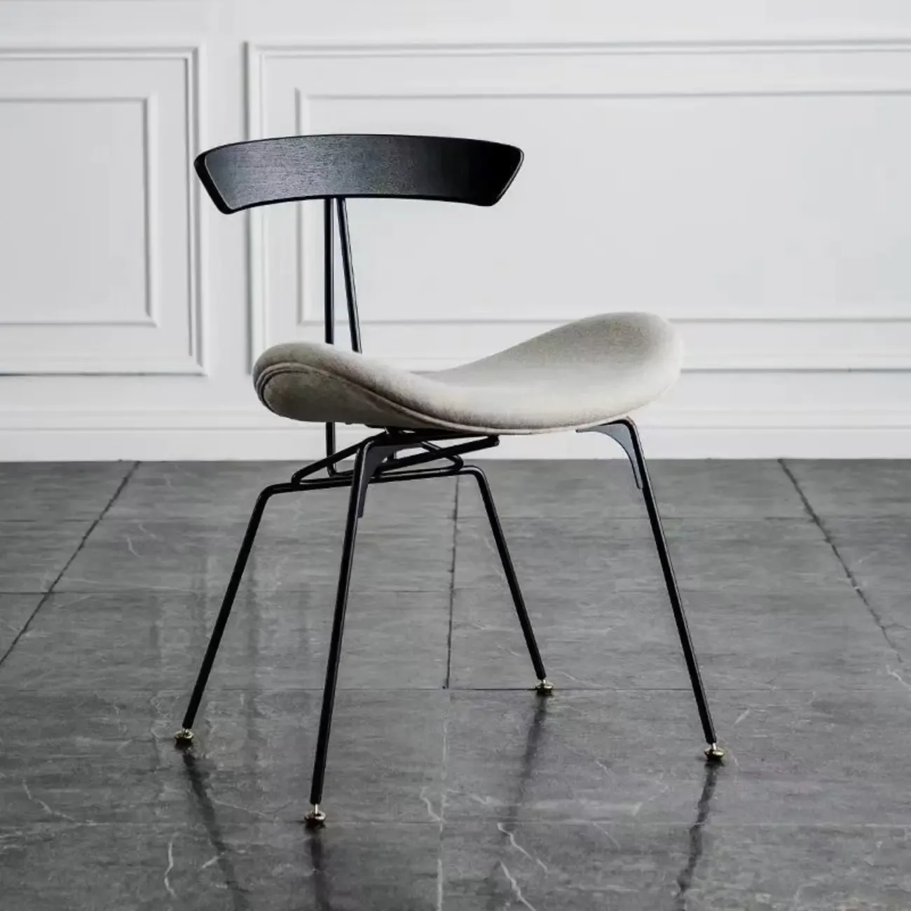 Modern Low Back Curved Faux Leather Armless Dining Chair Image - 7