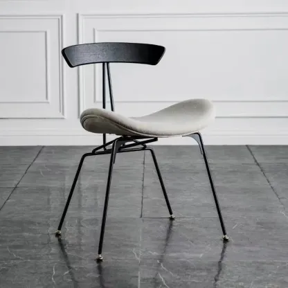 Modern Low Back Curved Faux Leather Armless Dining Chair Image - 7