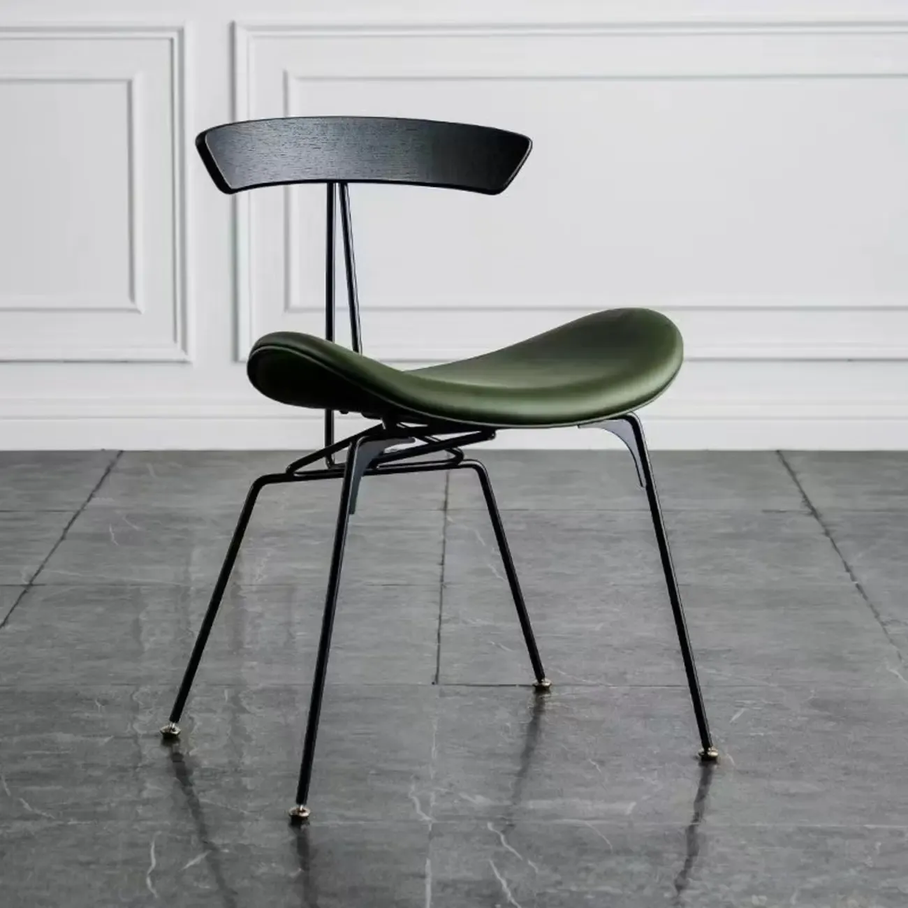 Modern Low Back Curved Faux Leather Armless Dining Chair Image - 6