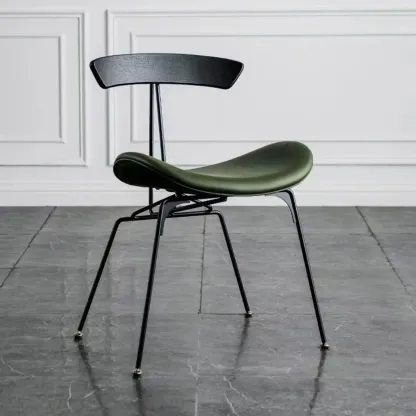 Modern Low Back Curved Faux Leather Armless Dining Chair Image - 6