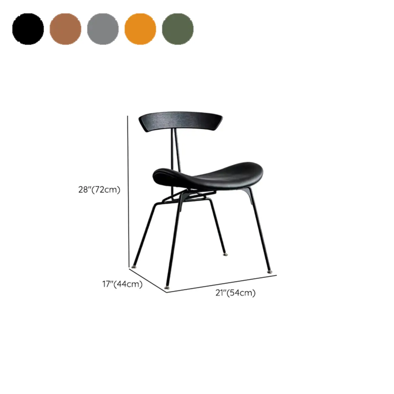 Modern Low Back Curved Faux Leather Armless Dining Chair #size | homeyfad