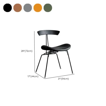 Modern Low Back Curved Faux Leather Armless Dining Chair #size