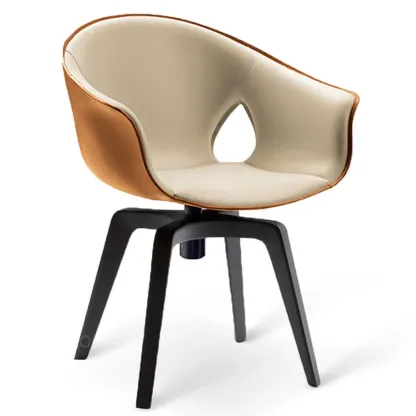 Mid-century Modern Swivel Dining Chairs Curved Low Back Image - 2