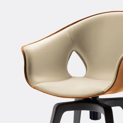 Mid-century Modern Swivel Dining Chairs Curved Low Back Image - 4