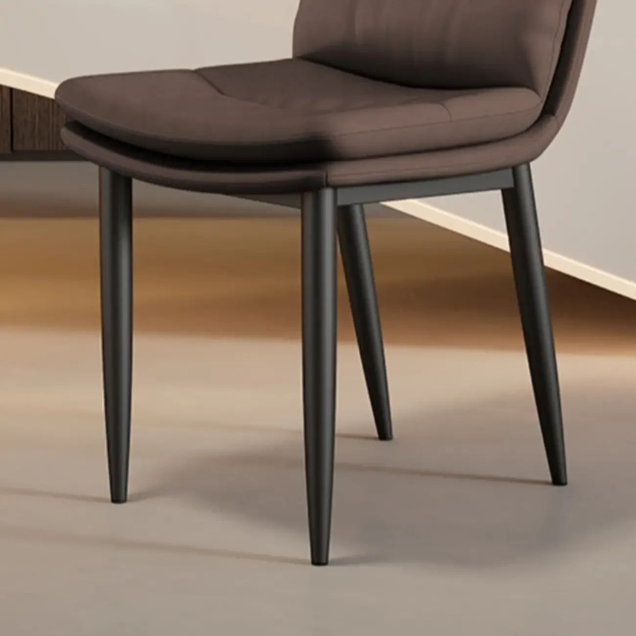 Modern Channel Tufting Upholstered Faux Leather Dining Chair Image - 6