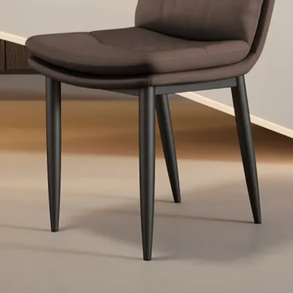 Modern Channel Tufting Upholstered Faux Leather Dining Chair Image - 6