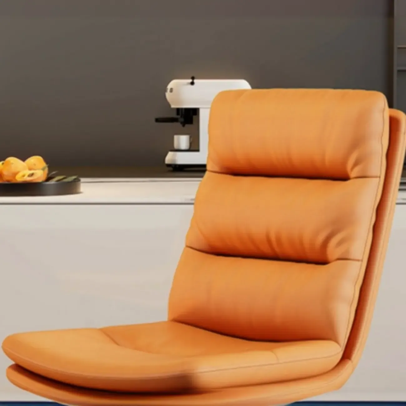 Modern Channel Tufting Upholstered Faux Leather Dining Chair Image - 8