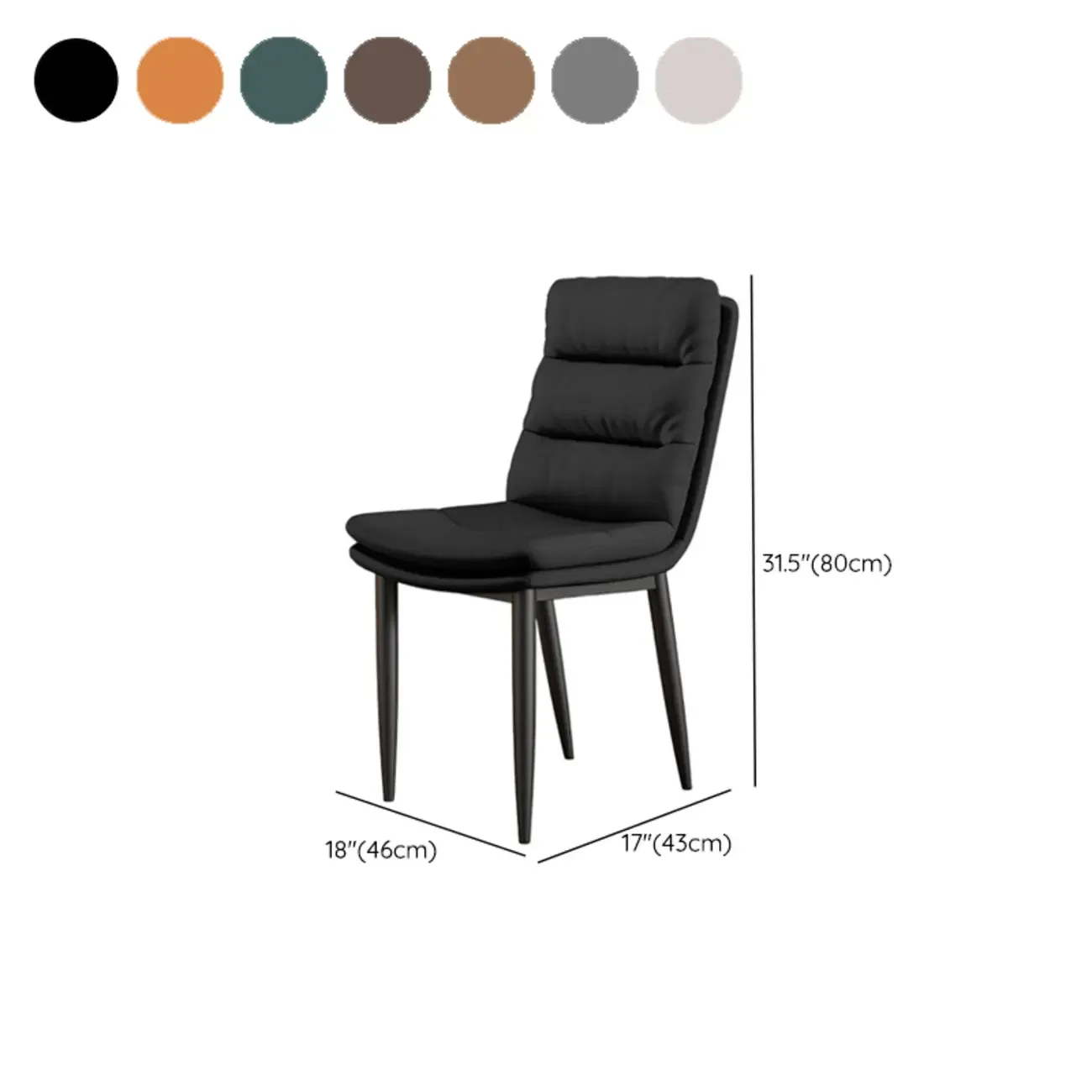 Modern Channel Tufting Upholstered Faux Leather Dining Chair #size
