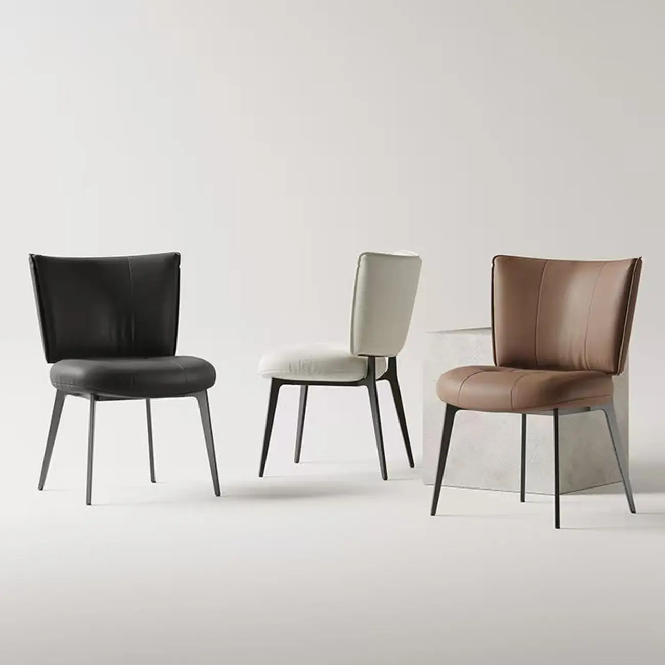 Urban Chic Curved Back Upholstered Trufted Dining Chairs Image - 5 | homeyfad