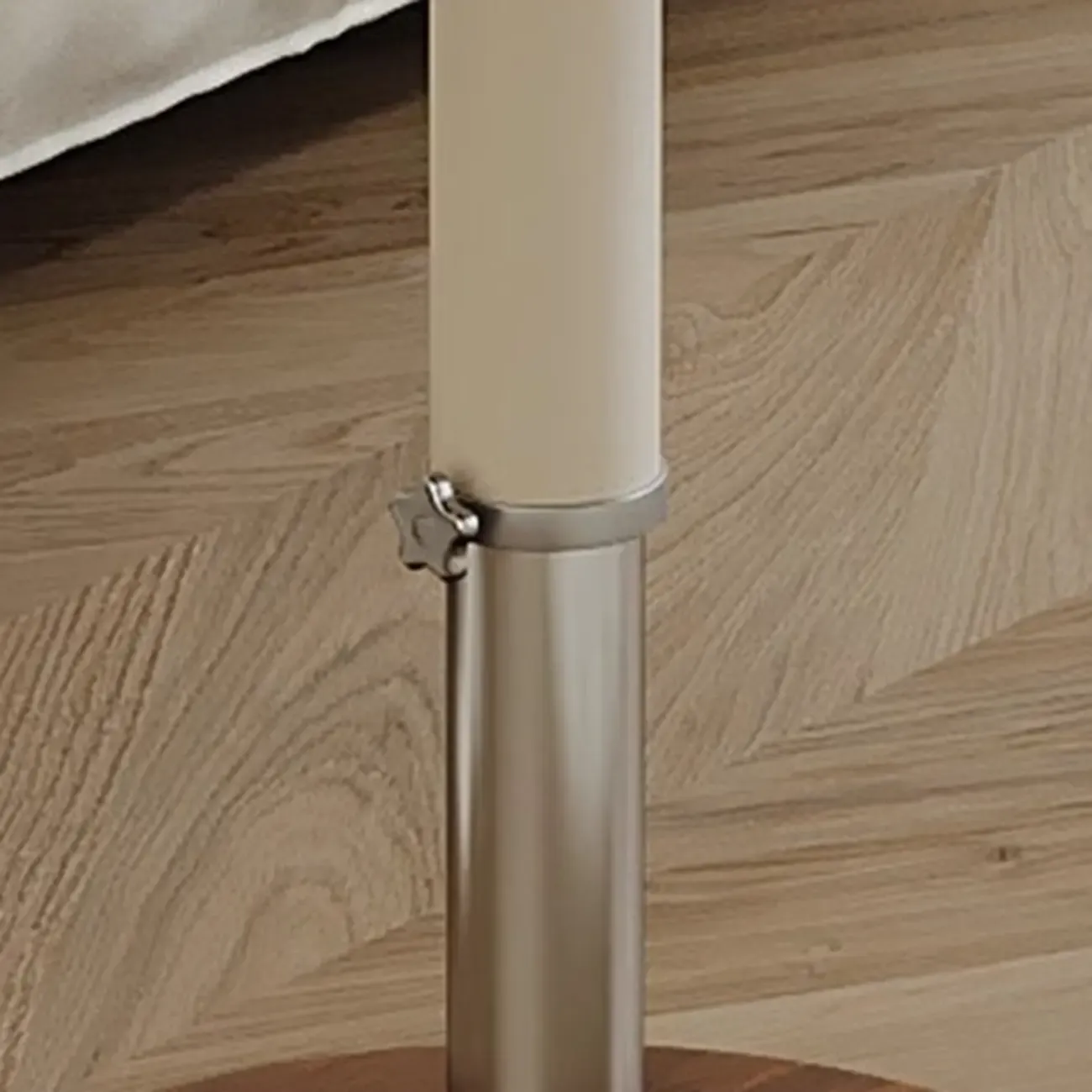 Adjustable Height Minimalist Leather Top Swivel Side Table Image - 6