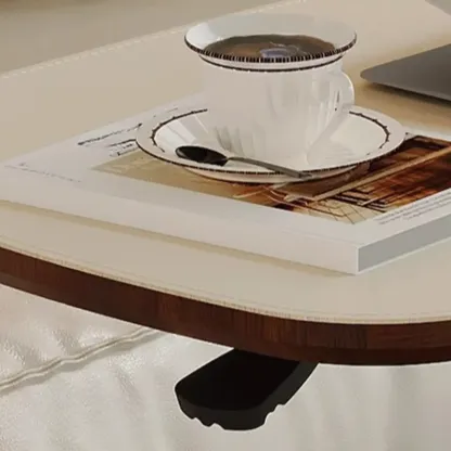 Adjustable Height Minimalist Leather Top Swivel Side Table Image - 8