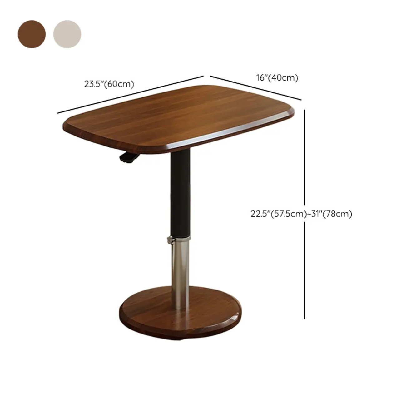 Adjustable Height Minimalist Leather Top Swivel Side Table #size | homeyfad