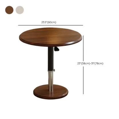 Adjustable Height Minimalist Leather Top Swivel Side Table Image - 11