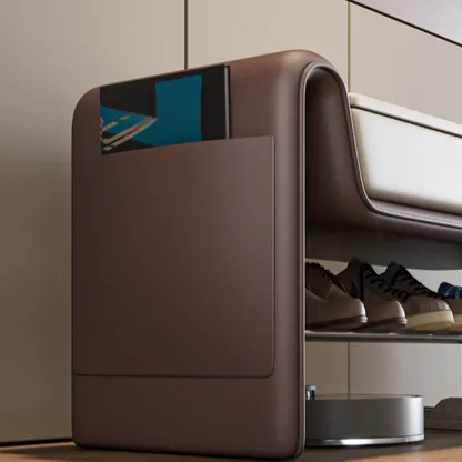 Brown Upholstered Entryway Bench With Storage Seat Image - 6