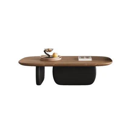 Contemporary Wooden Double Pedestal Nesting Coffee Table Image - 6