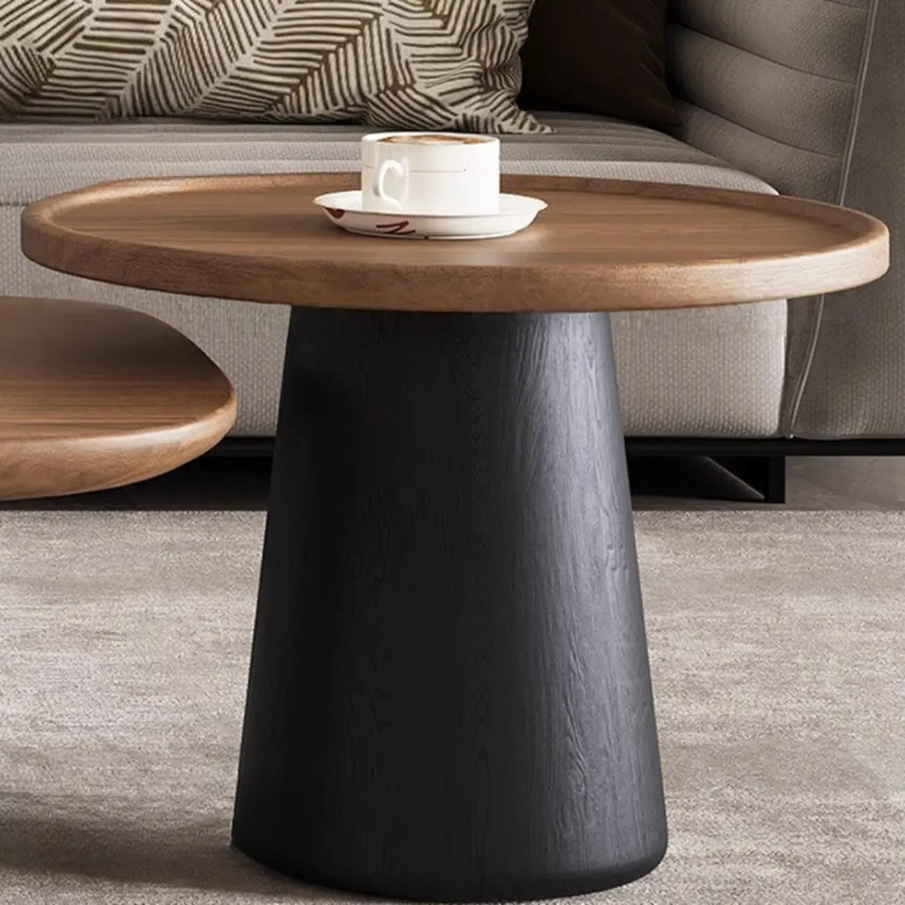Contemporary Wooden Double Pedestal Nesting Coffee Table Image - 8 | homeyfad