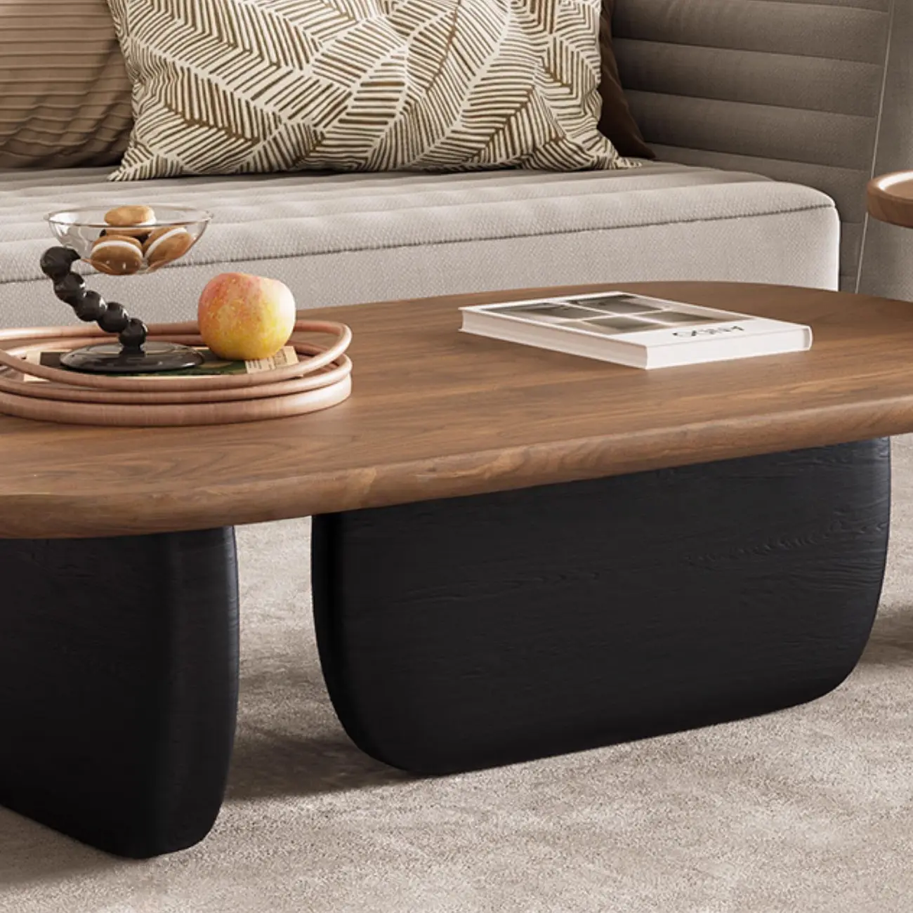 Contemporary Wooden Double Pedestal Nesting Coffee Table Image - 5 | homeyfad