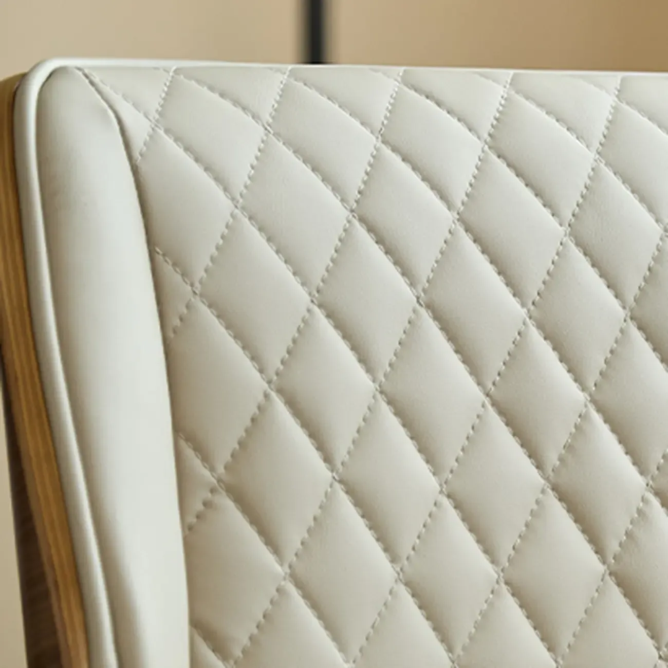 Beige Upholstered Armless Swivel Office Chair Adjustable Image - 4