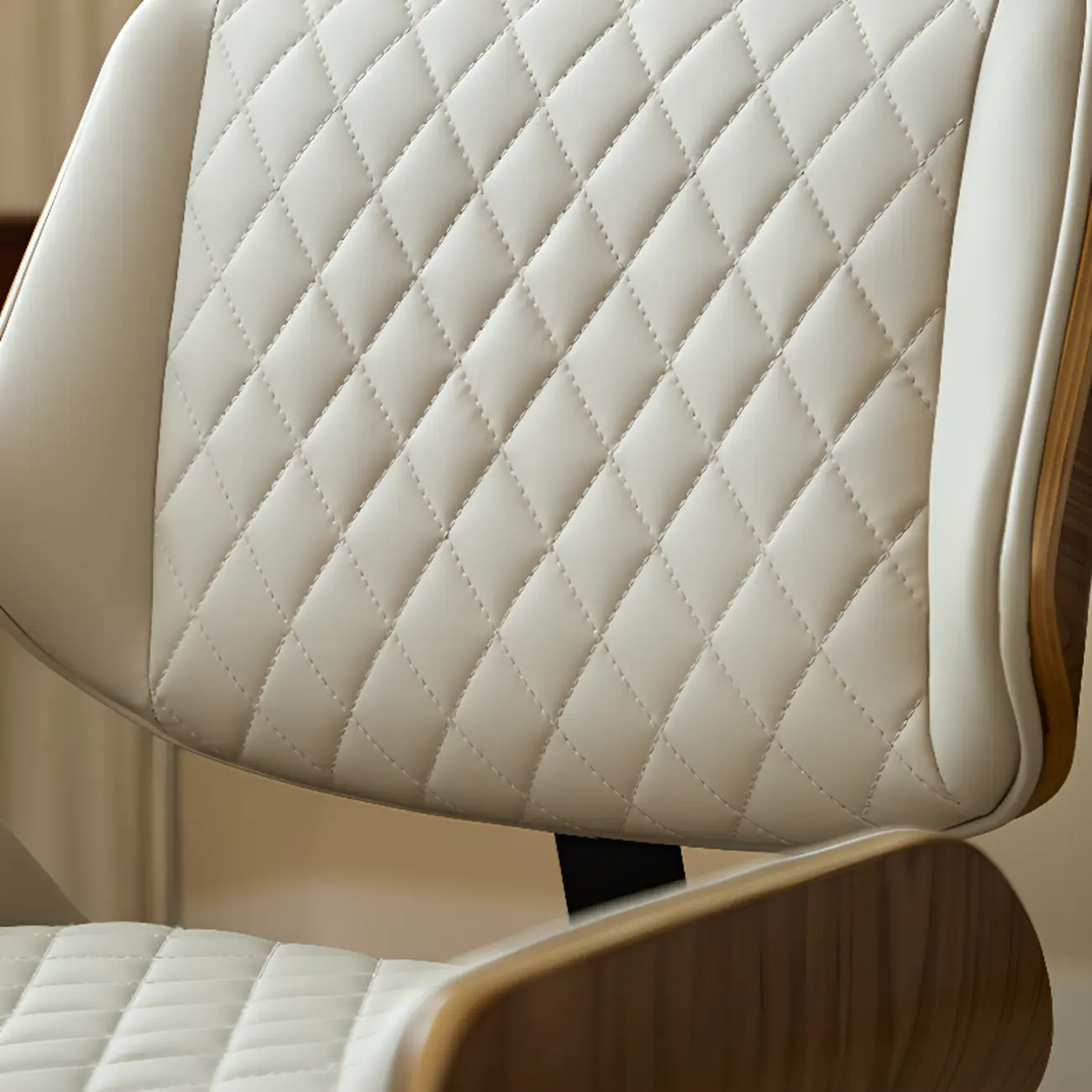 Beige Upholstered Armless Swivel Office Chair Adjustable Image - 5 | homeyfad