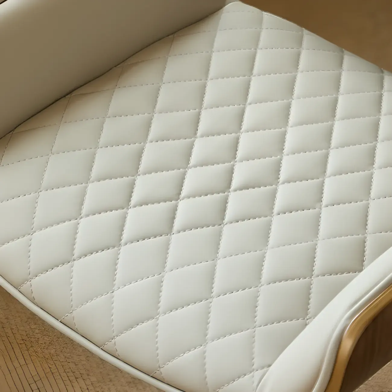 Beige Upholstered Armless Swivel Office Chair Adjustable Image - 7