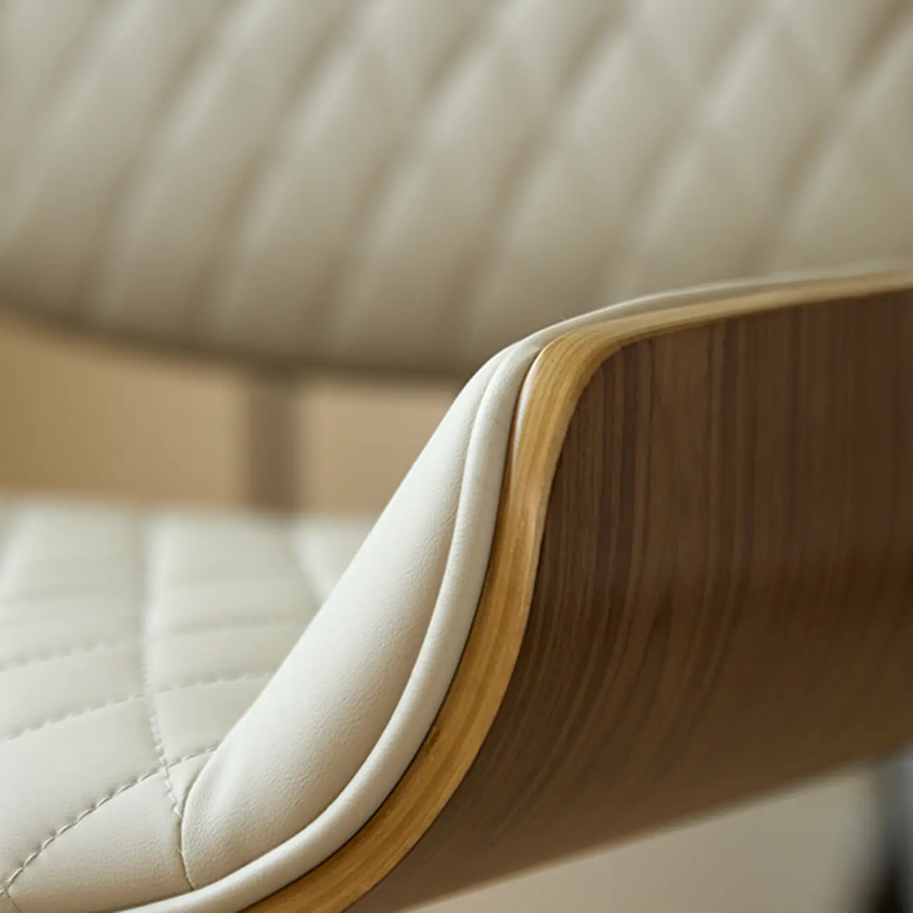 Beige Upholstered Armless Swivel Office Chair Adjustable Image - 8 | homeyfad